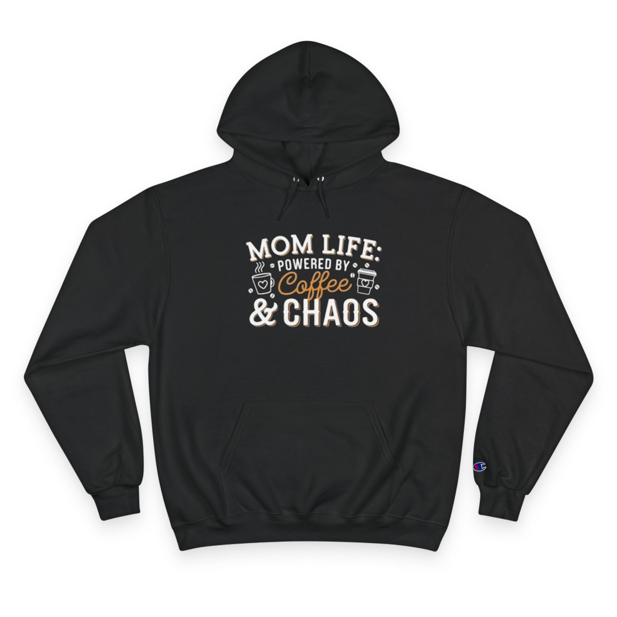 Mom Life Hoodie - "Powered by Coffee & Chaos" Pullover for Moms