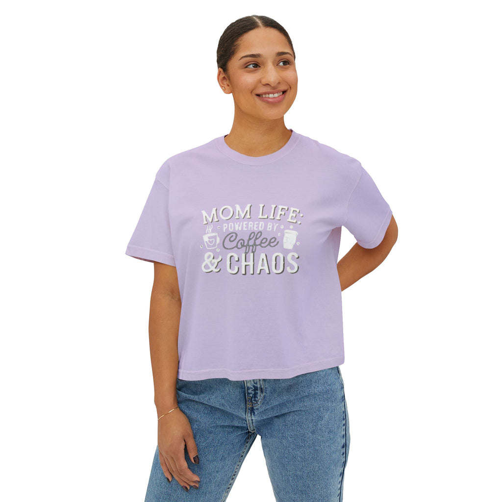 Mom Life Coffee & Chaos Boxy Tee