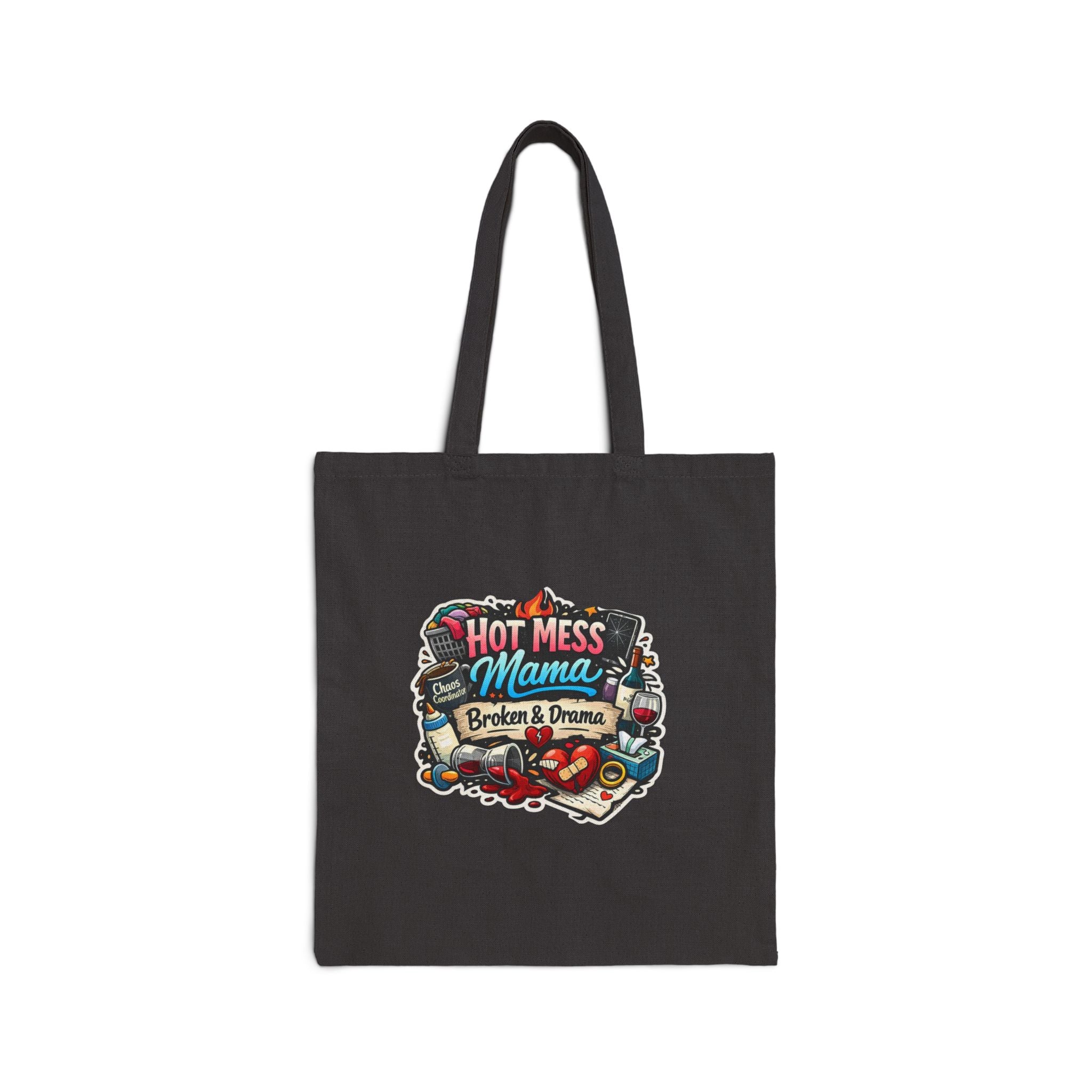 Tote Bag — "Hot Mess Mama" Funny Cotton Canvas Grocery & Everyday Tote