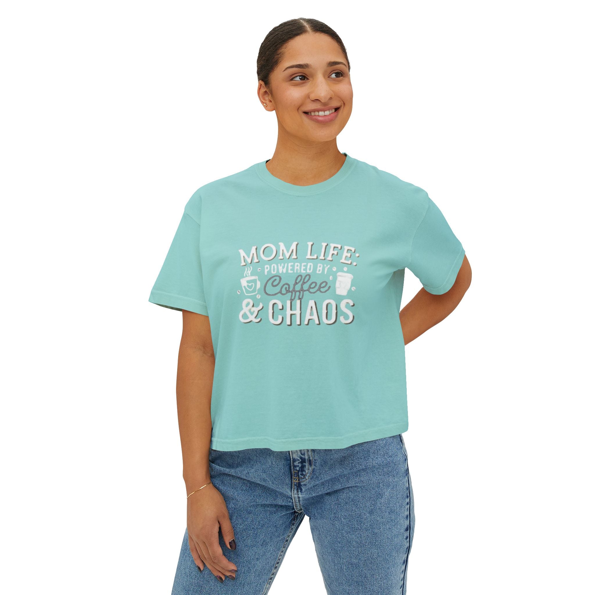 Mom Life Coffee & Chaos Boxy Tee