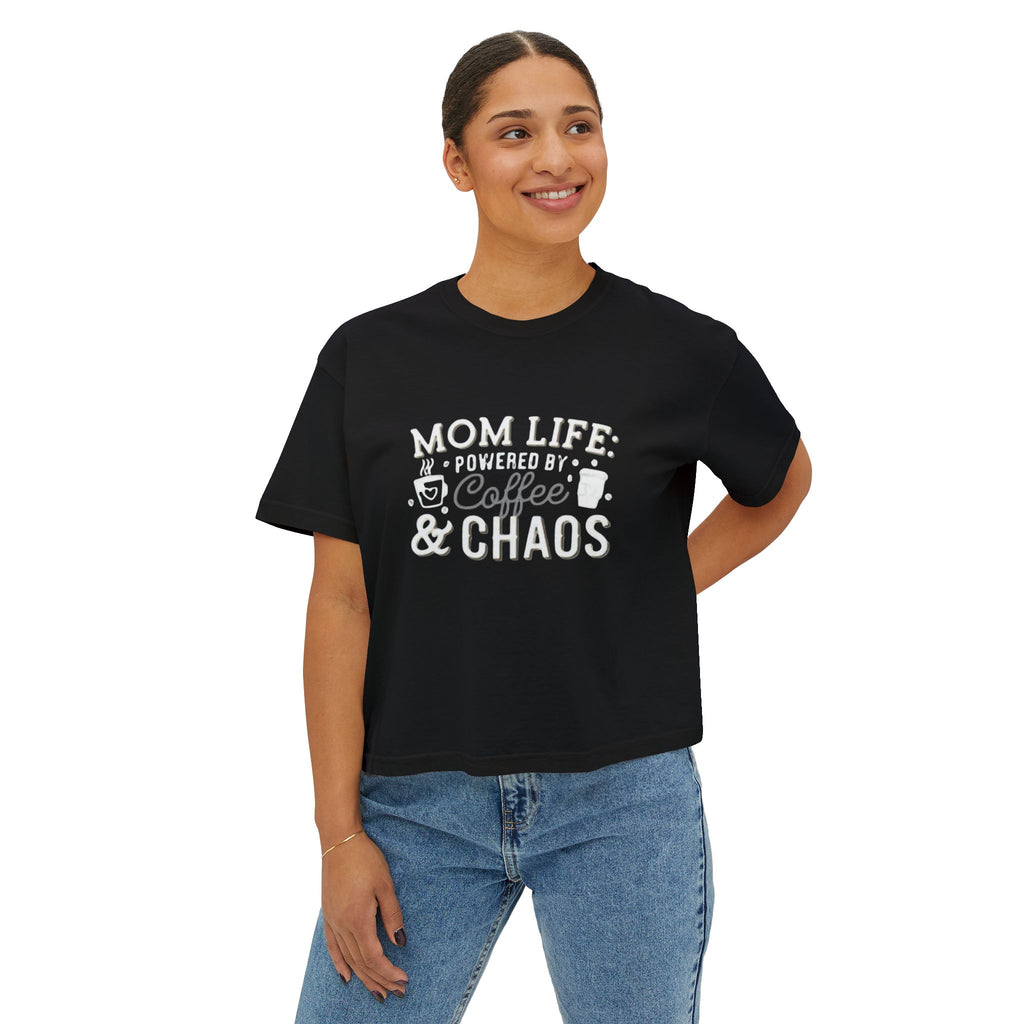 Mom Life Coffee & Chaos Boxy Tee