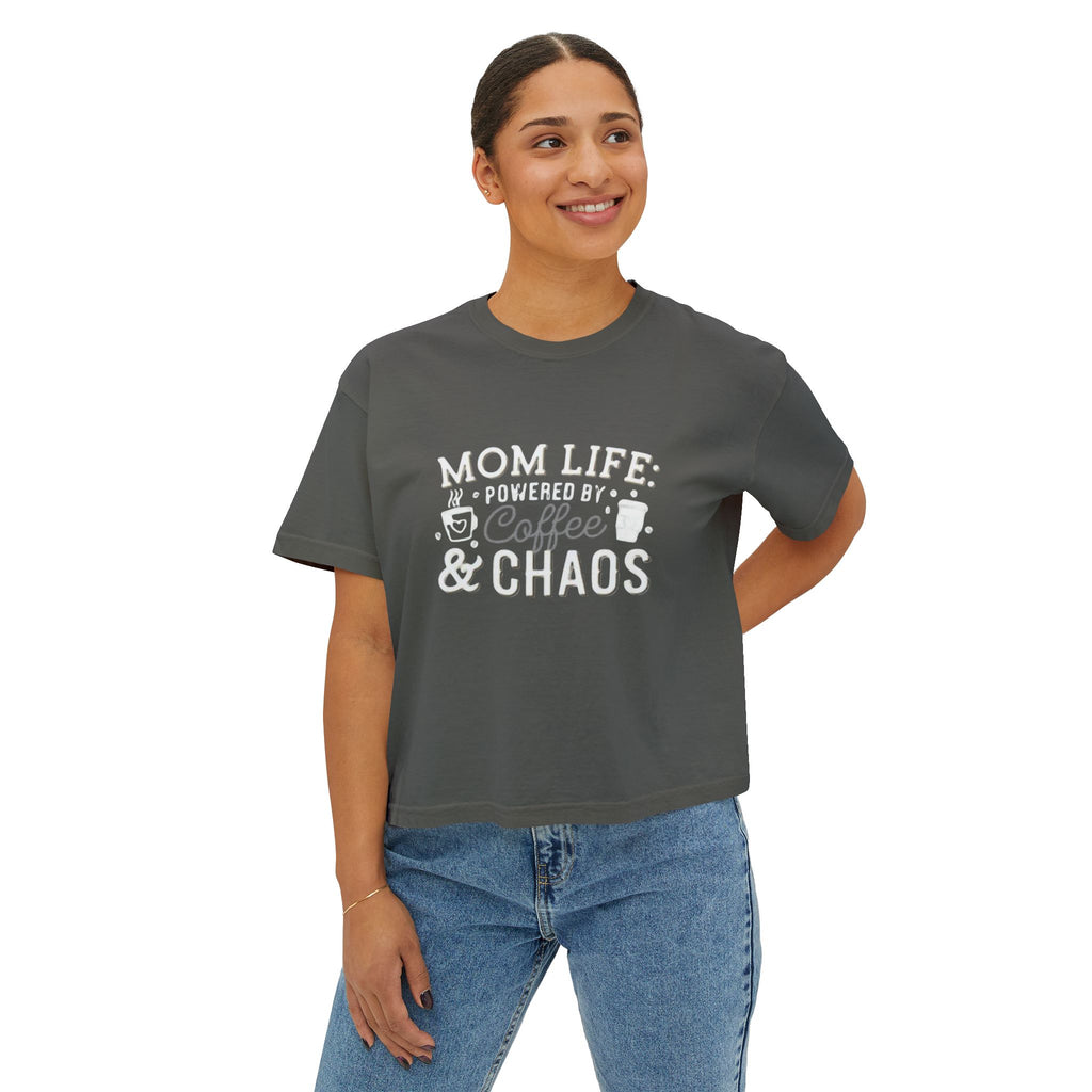 Mom Life Coffee & Chaos Boxy Tee