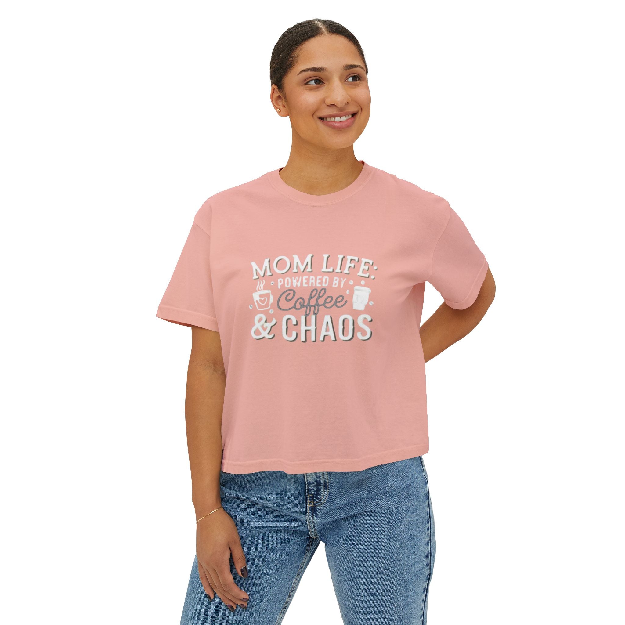 Mom Life Coffee & Chaos Boxy Tee