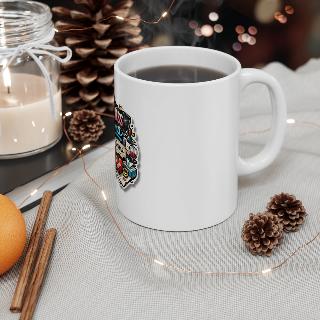 Hot Mess Mama Mug — "Broken & Drama" Funny Coffee Cup for Moms